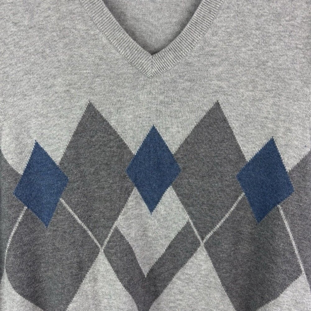 Greg Norman Mens Sweater Vest M Gray blue Golf Argyle Spring Preppy Academia - Picture 3 of 9